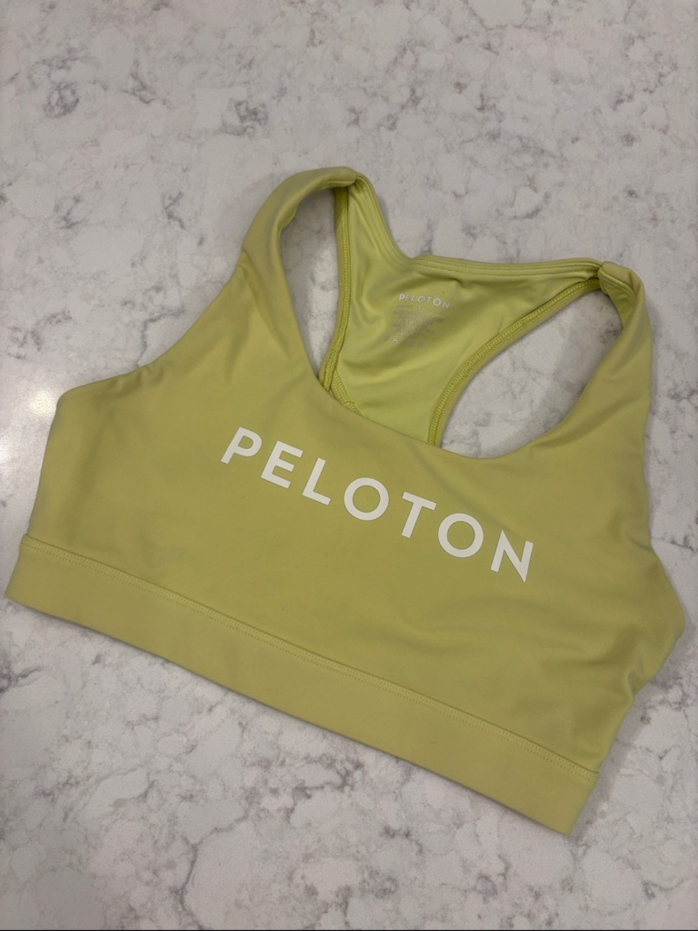 Peloton Light Yellow-Green Logo Racerback Sports Bra